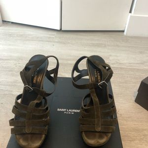 Ysl tribute heel, suede camo colored